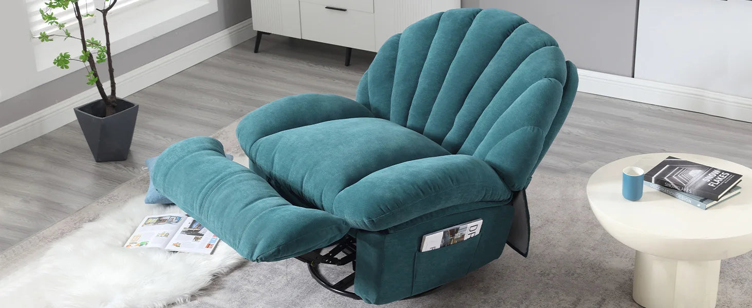 Power Recliner Chair Swivel, Comfortable Soft Fabric Shell Shape with Storage 360 Swivel Electric Big Tall Single Reclining Sofa