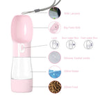Portable Dog Water Bottle Dispenser 2 In 1 Pet Food And Water Feeder Outdoor Walking Hiking Drinking Bowls For Small Cats Dogs