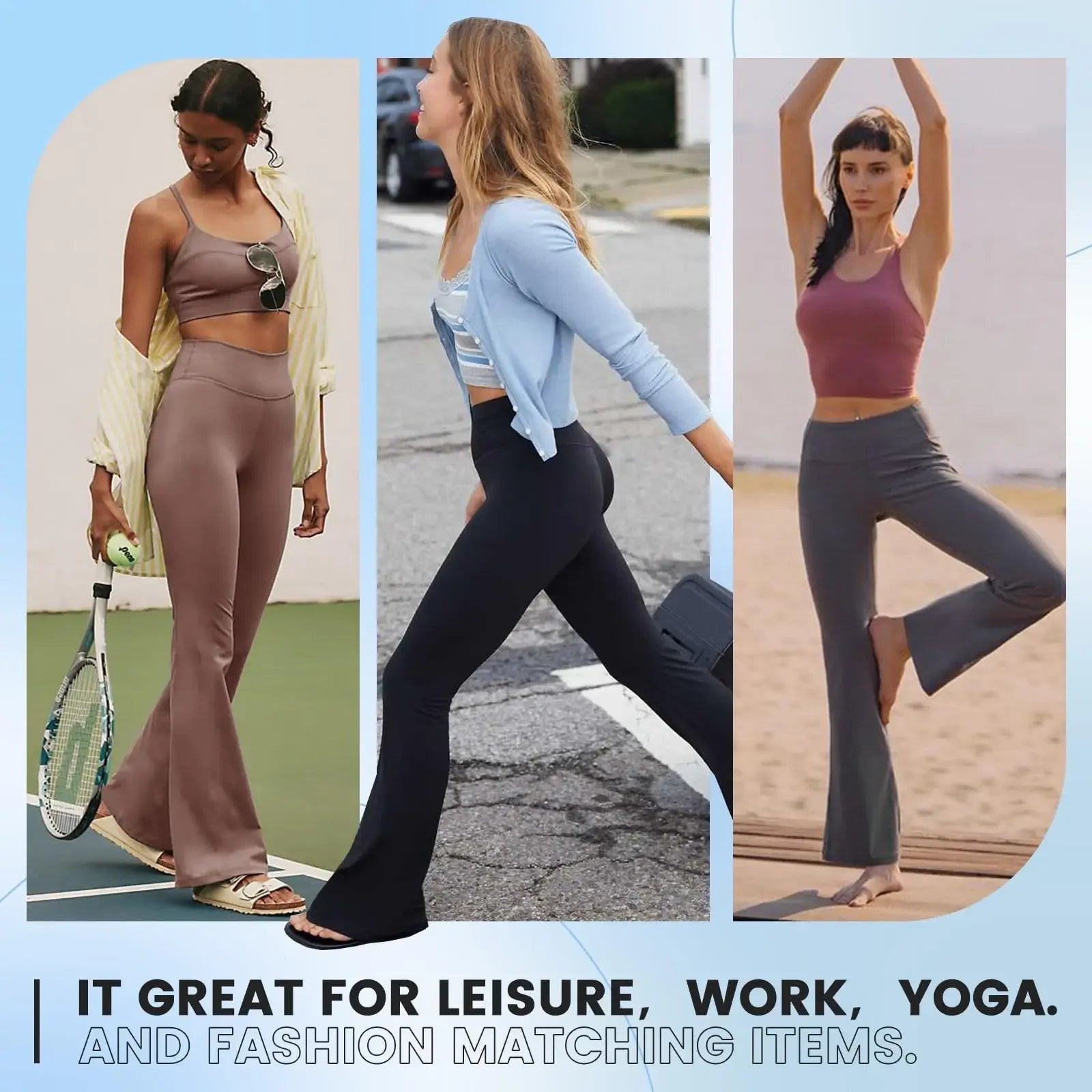 Women's clothing elegant temperament high waist bell bottoms, fashion sports style, breathable materials, bodybuilders must