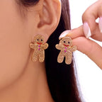Merry Christmas Pearl Flower Star Bell Long Tassel Dangle Earrings for Women Shiny Crystal Zircon Snowflake Earring Girl Jewelry
