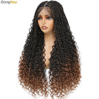 Donghou 24Inch Lace Front Boho Braided Wigs for Women Knotless Braid Wig Natural Hairline Box Braid wigs Premium Lightweight Wig
