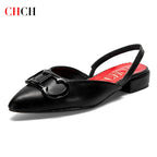 CHCH Women's Sandals 2026 New Black Pointed Flat bottomed loafers Simple Black Business Women's Shoes