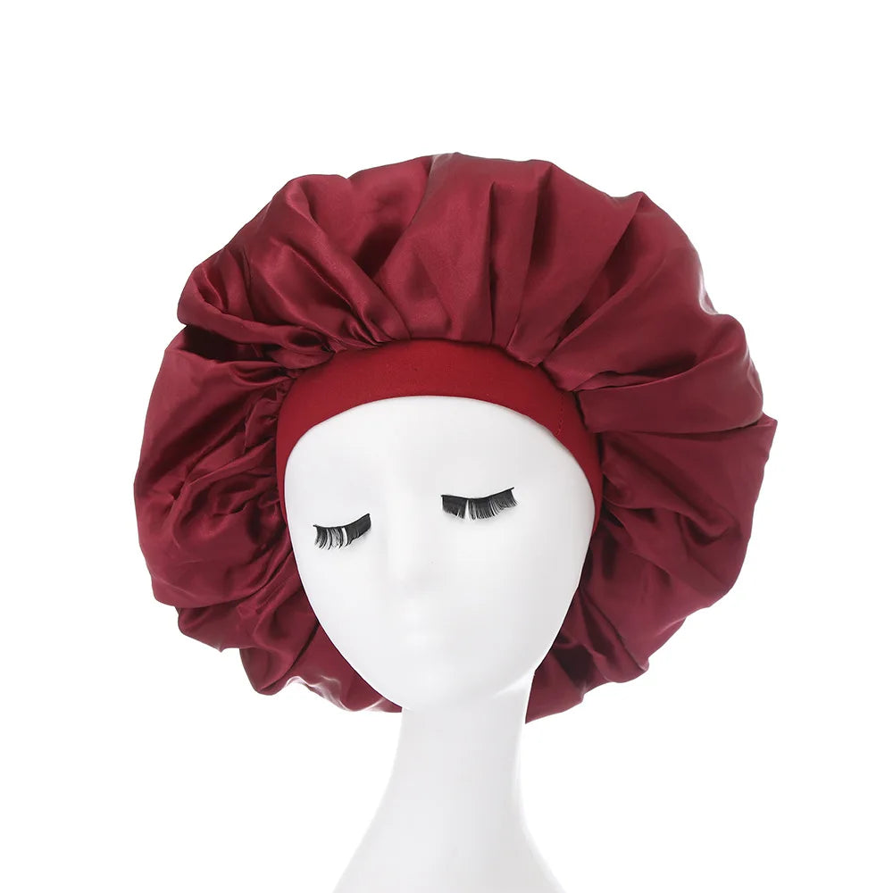 Large Bonnet Women Big Size Satin Bonnet Sleeping Night Women Cap Bonnet Hat Satin Cheveux Nuit Silk Bonnets for Women