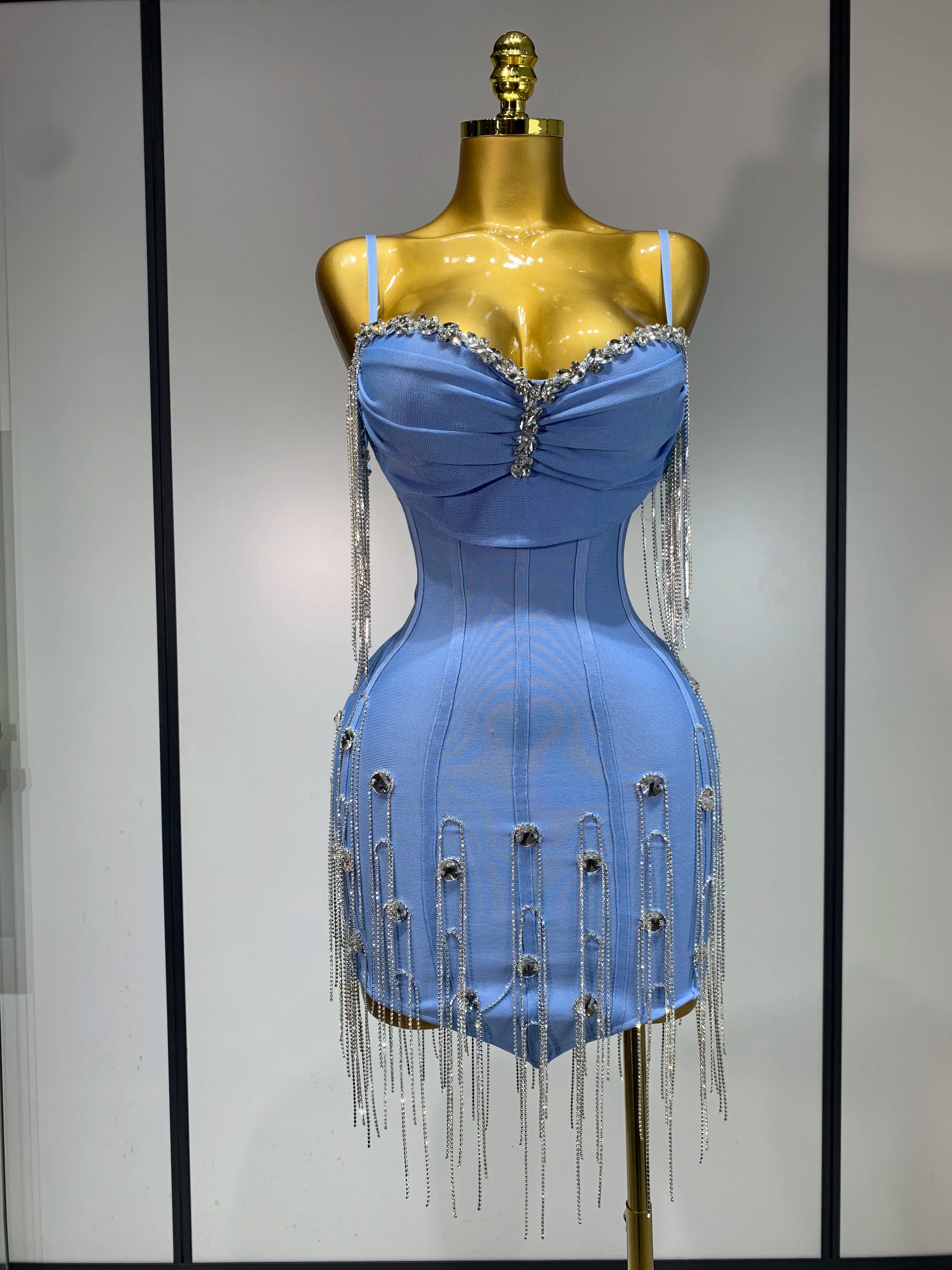Women Sexy Backless Spaghetti Strap Bodycon Sleeveless Bandage Dress 2025 Elegant Prom Gown Club Evening Party Birthday Dresses
