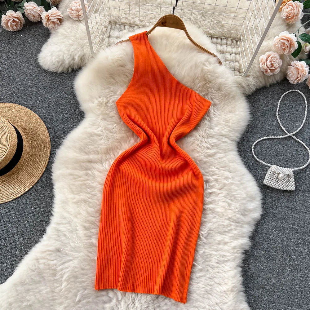 Solid New Chic Fashion Sexy Package Hips Mini Dress Women Summer Slim Elastic Knitted Party Dress Streetwear Lady Outfits