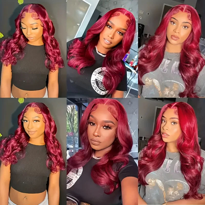 250 Density 99J Burgundy 13x6 Lace Frontal Human Hair Wigs Brazilian Colored 30 42 Inch Body Wave Lace Front Wigs Human Hair