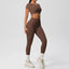 2PCS Woman Gym Sports Yoga Set Knitted Slim Workout Top Short Sleeve Quick Drying Legging Fitness Pants Running Sports Yoga Suit