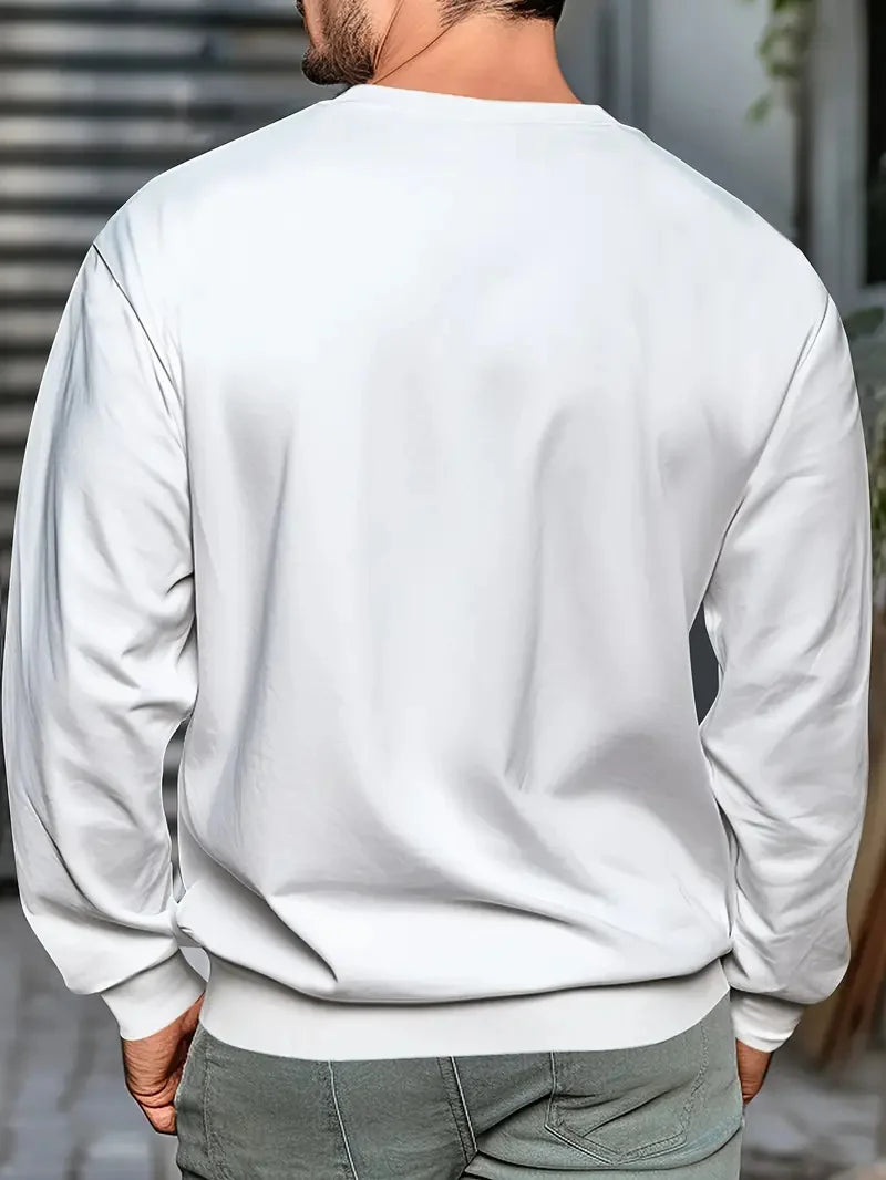 Men's autumn and winter fashionable casual loose FACE THE FUTURE graphic printed long sleeved round neck sweatshirt Secondary image