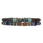 2PC/SET  Man's Tribal Wooden Beads Bracelet Set for Men Bohemia Beaded Natural Lapis Lazuli Stone Bracelet Man Pulseras Hombre