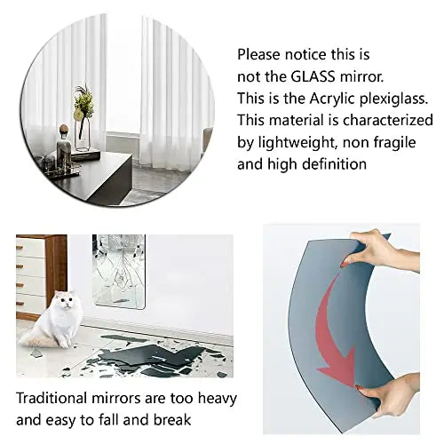 Mirror Wall Sticker Round Oval Acrylic Wall Sticker Self-adhesive Acrylic Tiles Sticker for Bathroom DIY 3D Wall Decal