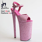 Pink Shiny Women Sandals 26CM/10Inchs High Heels Ultrahigh Heel Stripper Slippers Pole Dance Shoes Party Stage Show Sandals