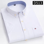 Plus size 7XL100%cotton oxford summer Casual Short sleeve shirts for men soft slim fit formal plain shirt white plaid clothes