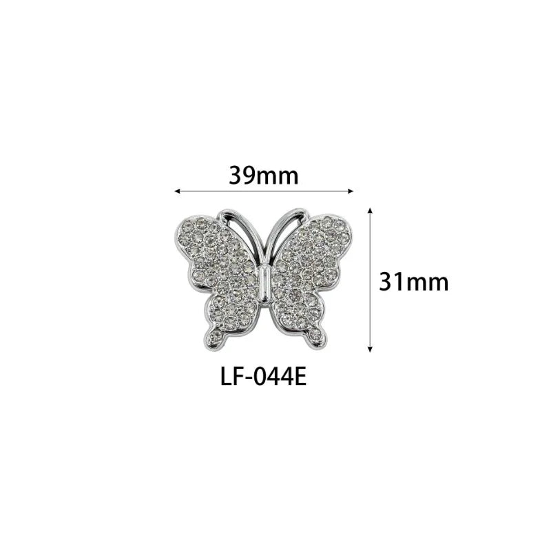 20PCS Shoe Charms Luxury Set Silver Butterfly Queen Diamond Chain Shoe Decorations Buckle for Sandals Clogs DIY Accessories Gift