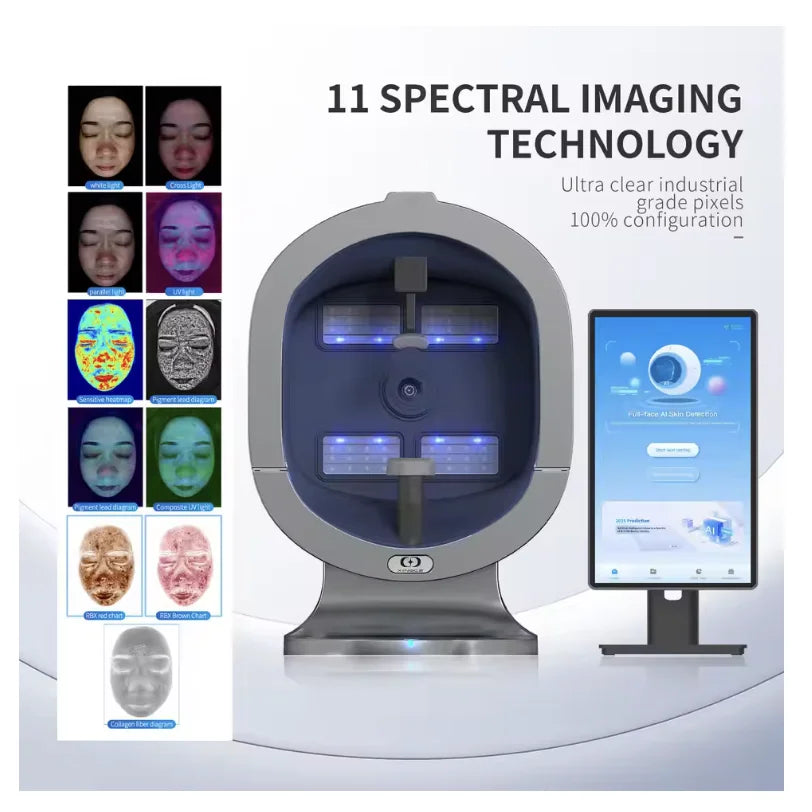 A 3D AI facial skin analyzer for hair diagnosis and professional analysis  with 8-spectrum beauty salon equipment