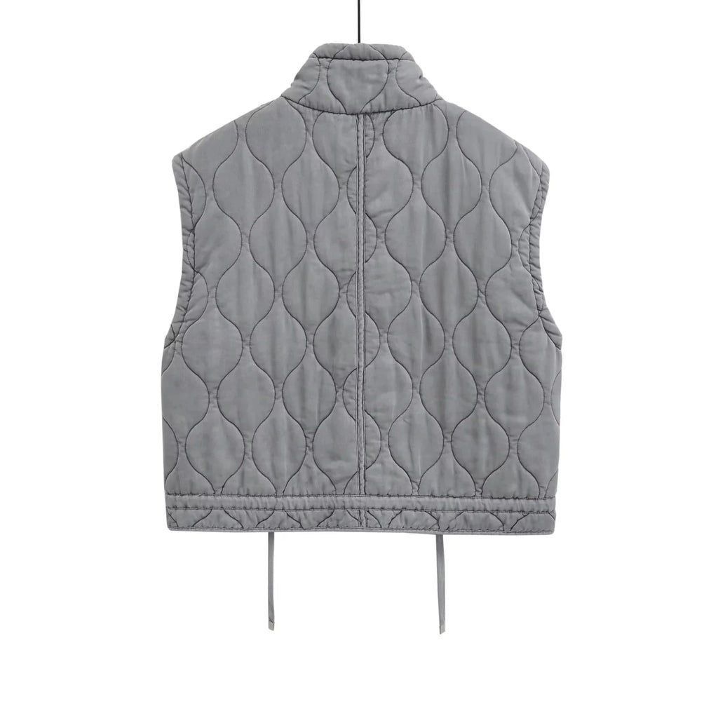 2023 Autumn Winter Fashion Washing Waistcoat Vintage Sleeveless Female Outerwear Chic Vest Tank Top Women Standing Collar Light