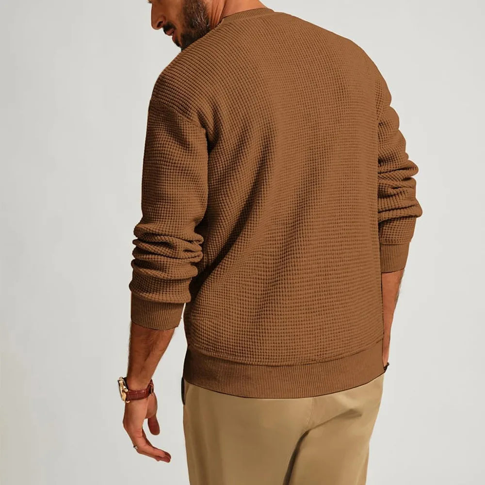 Samlona Men Retro Knitted Sweaters Vintage Jumpers 2025 Autumn Basic Top Pullovers Mens Long Sleeve Fashion Knitting Sweater New