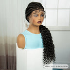 Handmade Cornrow Braided Wigs 30inch Synthetic Full Lace Kontless Braids Wigs Lace Frontal Box Braided Lace Wigs for Black Women