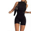 Women Summer Bodycon Jumpsuit Playsuits Mock Neck Sleeveless Skinny Short Romper Skinny Sport Bodysuit