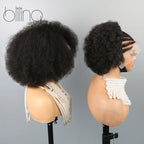 Afro Kinkycurly Wig Human Hair, 13x4 Lace Front Glueless Bob Wigs, 180 Density Pre Plucked Transparent Lace Frontal Wig