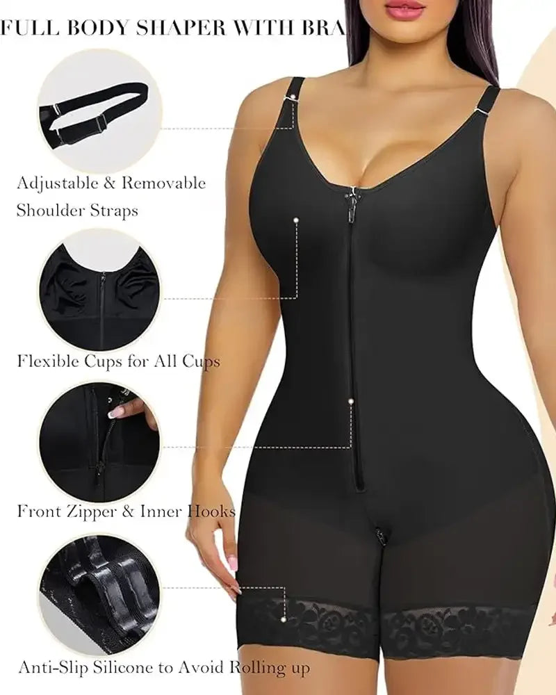 Women's Belly Tummy Control Butt Lifting Zipper Postpartum BodyShaper Fajas Colombian Double Compression Corset Waist Trainer Main image