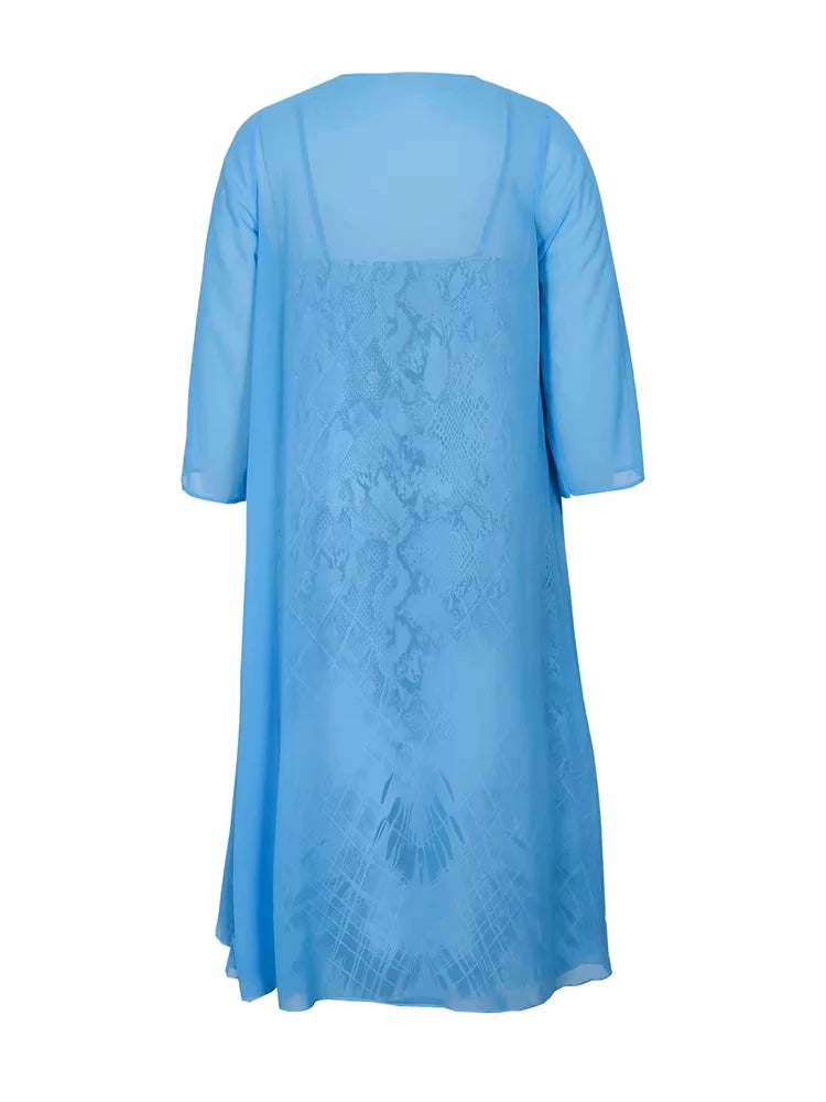 Women's plus Size Casual Dress Sets Solid Open Front & Graphic Printed Clothing Set Comfortable Fashion plus Size Outfits Secondary image
