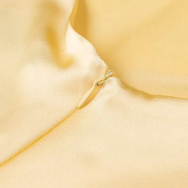 HH Women Summer Yellow Stain V Neck Sling Dress Elegant Sleeveless Loose Maxi Robes 2026 New Ladies Party Holiday Dresses