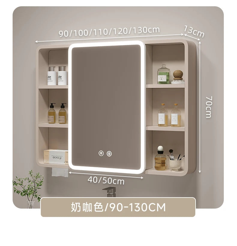‌Smart Corner Round Space Aluminum Mirror Cabinet, Wall Mounted Bathroom Storage with Shelves,Medicine Cabinet  Vanity Organizer