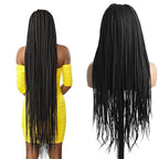 Synthetic 36 inch Lace Front Knotless Braided Wigs Black Box Braid Wig with Baby Hair Blended Lace Frontal Box Braided
