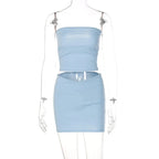 Dulzura Women 2026 Spring Tube Tops Mini Skirts Party Club Two Piece Matching Sets Vacation Outfits Wholesale Items For Business