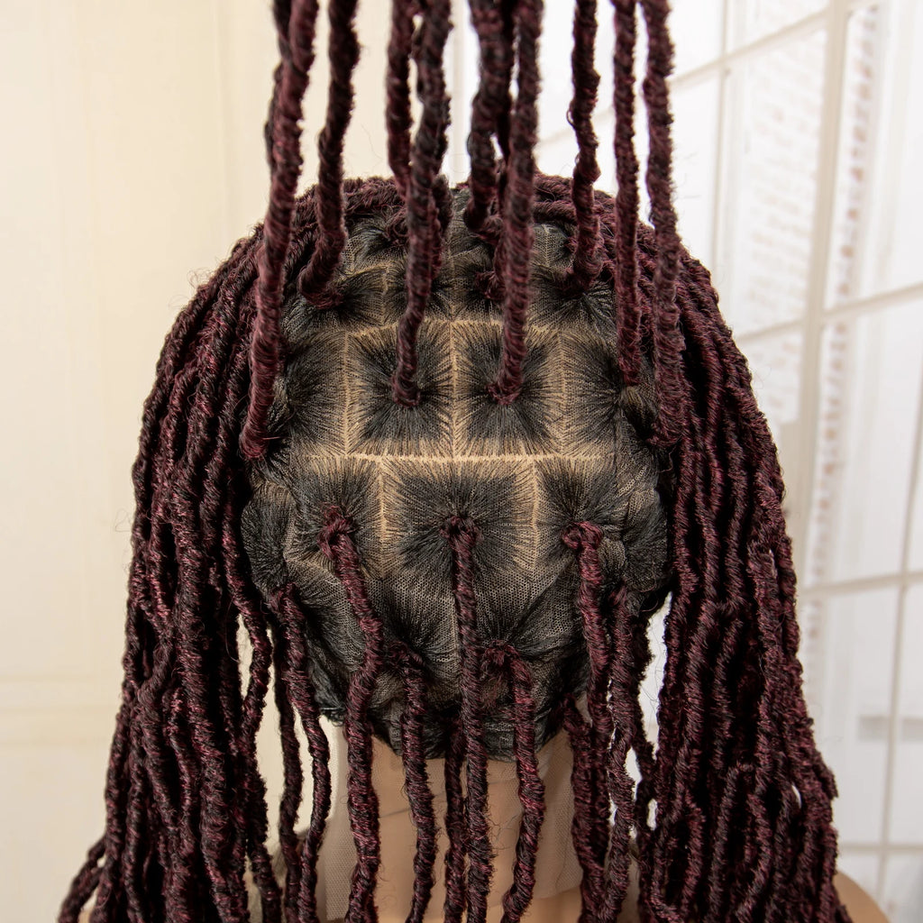 Synthetic Full Lace Locs Braided Wigs for Black Women 24 inches Knotless Box Dreadlock Braids Wig Lace Frontal Braiding Wig