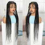 36in Full Lace Cornrow Braided Wigs Synthetic Natural Braiding Hair Wigs Box Braided Lace Wigs with Baby Hair for Black Women