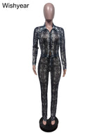 Sexy Night Club Snake Pattern 2 Pieces Women Set Full Sleeve Crop Tops and Pants Clubwear Skinny Midnight Party Outfits Y2K