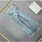 Y2k Jeans Trend Spring Summer Fashion All-match Lace Splicing Denim Straight Pants Blue Jeans for Women Streetwear Wide Leg New