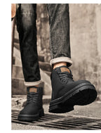 Classic Men High Top Boots High Quality Yellow Leather Boots Fashion Outdoor Sneakers Men Lace Up Non-Slip Ankle Boots for Men