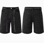 2026 Women Jeans Straight Diamonds Pants Y2k Streetwear Elegant High Waist Washed Belt Loose Wide Leg Denim Trousers Bottoms