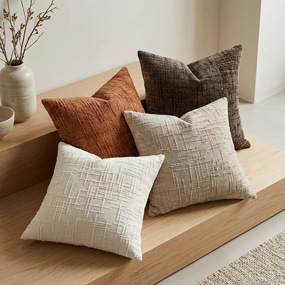 1Pcs Boho Soft Chenille Textured Home Decor Throw Pillow Covers 18x18in Farmhouse Cushion Covers for Spring Summer Fall Winter