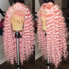 Charisma Synthetic Lace Front Wigs For Women Long Curly Lace Front Wig Natural Hairline Pre Plucked Pink Grey Wig Cosplay