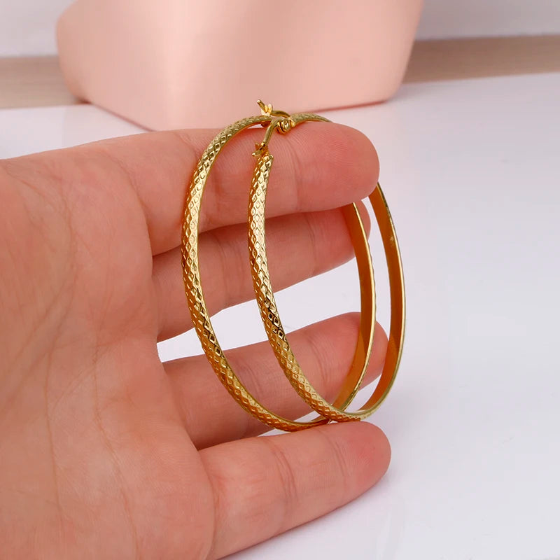 Hgflyxu Stainless steel Gold Hoop Earrings Large size Circle Ear Accessories Fashion Jewelry