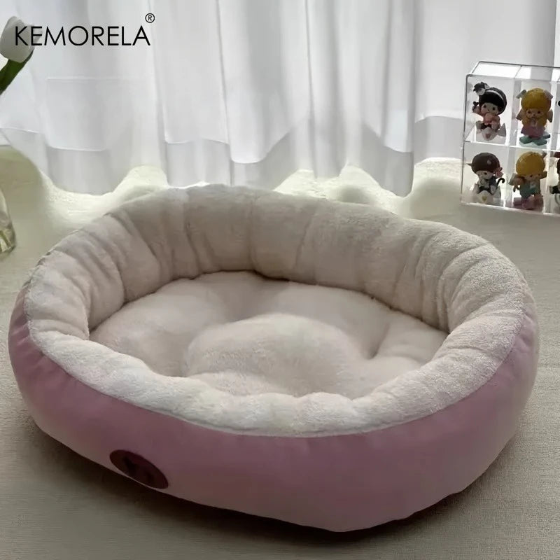 Cozy Oval Snuggle Pet Bed, Plush & Thickened Cat Bed Warm and Secure Bed for Cats and Small Medium Dogs, All Seasons