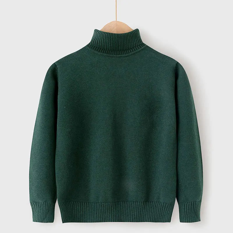 2026 Autumn Winter Children's Cotton Sweater Full Sleeve Turtleneck Knitwear Baby Boys Girls Clothing Warm Soft Jumper Pullovers
