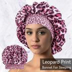 Luxurious Women's Satin Sleep Bonnet All-Over Leopard Print Nightcap for Hair Care And Fashion Style
