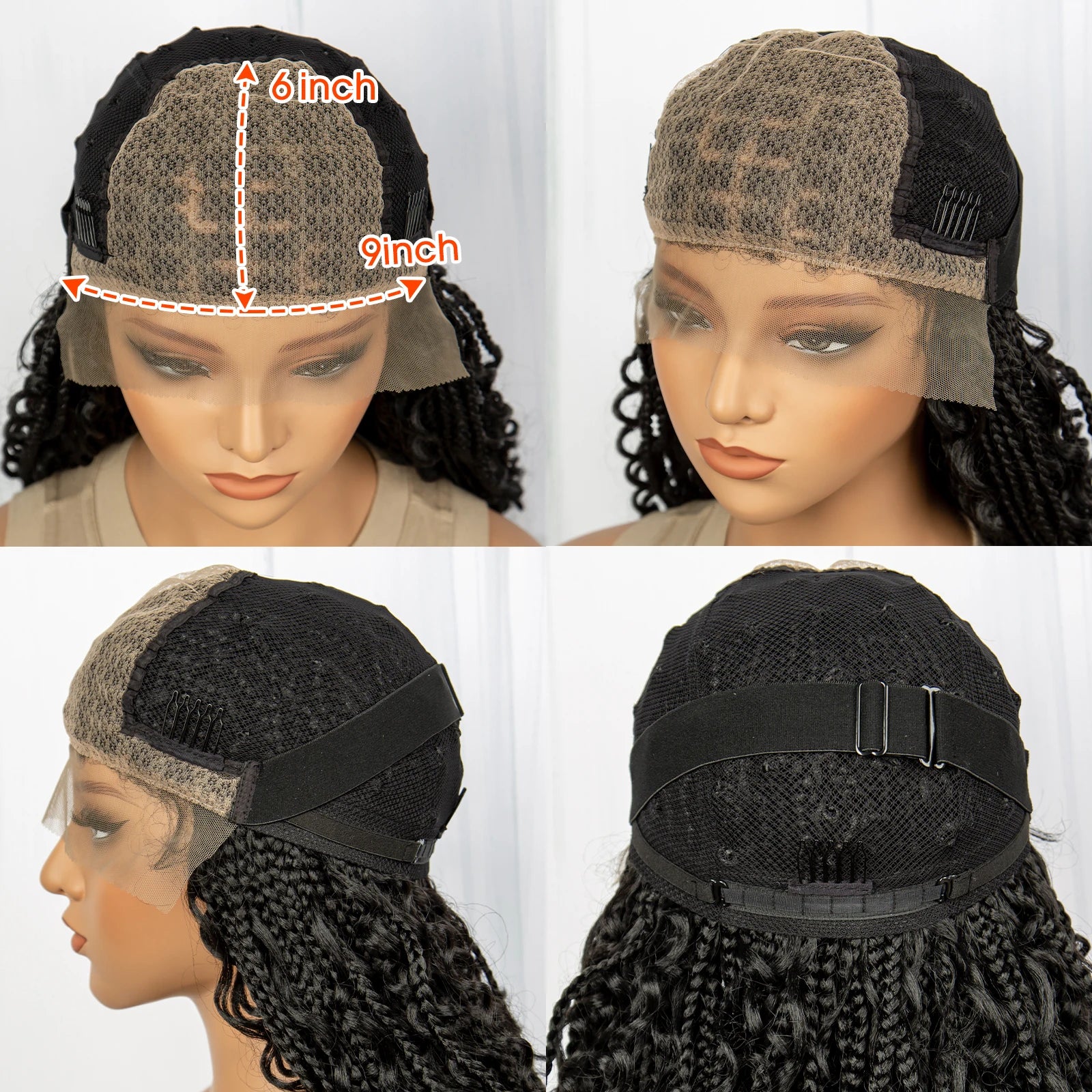 32inch Synthetic Boho Knotless Braided Wigs for Black Women Bohemian Box Braids Wigs Lace Front Braided Lace Wigs with Baby Hair