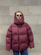 Women Winter Cotton Coat 2025 New Women Loose Cotton Padded Jacket Solid Hooded Parkas Coat Female Puffer Coat Winter Outwear
