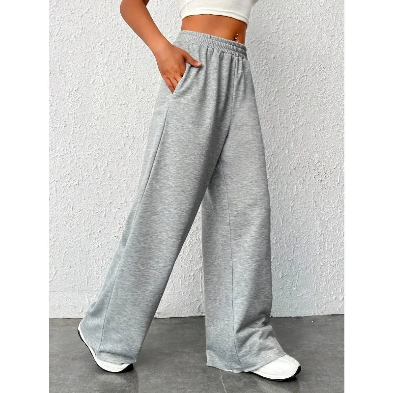 Autumn and Winter Gray Wide Leg Casual Sports Drape, Slimming and Versatile Floor Length Women's Pants Main image