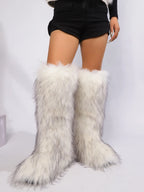 Winter Women Snow Boots Faux Fur Long Boots Warm Plush Platform Knee-high Boot Outdoor Furry Cute Over-the-knee Boots Girls Y2K