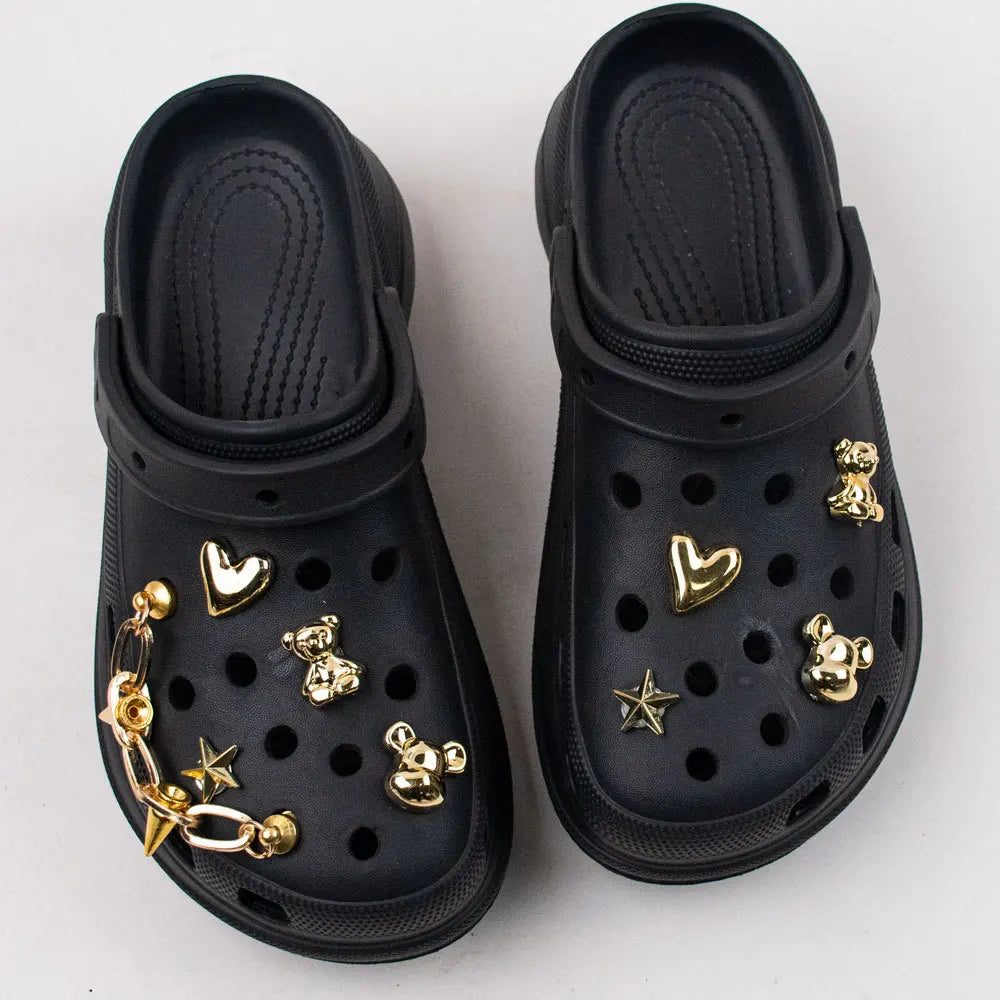9PCS Summer Fashion Shoe Charms DIY Acrylic Butterfly Cartoon Bear Decoration Buckle for Clogs Shoe Charm Accessories