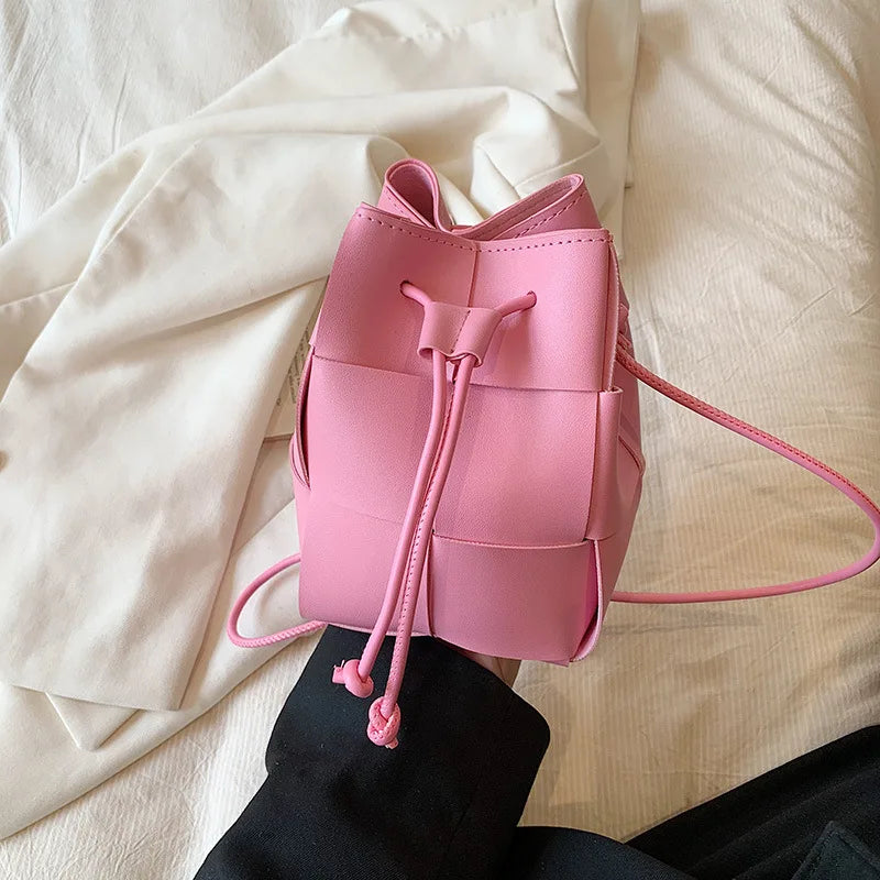 Summer New Fashion Mini Bags Women Design Korean Chic Woven Shoulder Crossbody PU Leather Handbag Hotgirl All-match Money Bag