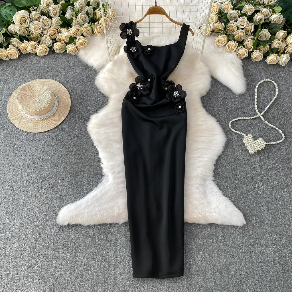 Chic vintage floral Three-dimensional Elegant Fairy korean fashion autumn Sundress women clothing