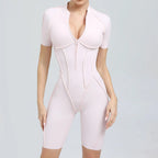 Seamless Yoga Jumpsuits Sports Fitness Zipper Hip-lifting Short-sleeved Backless Dance Workout Gym Shorts Bodysuits for Women
