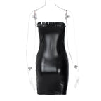 Hugcitar Pu Faux Leather Tube Mini Dress For Women Bodycon Sexy Streetwear Party Club Y2K Clothing Outfits Festival